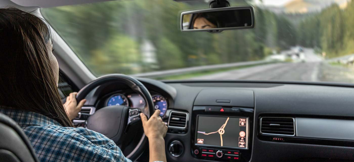 Lady driving car