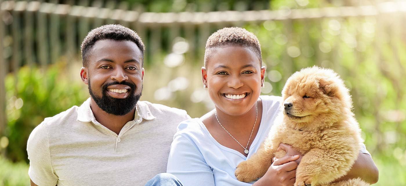 Couple with dog